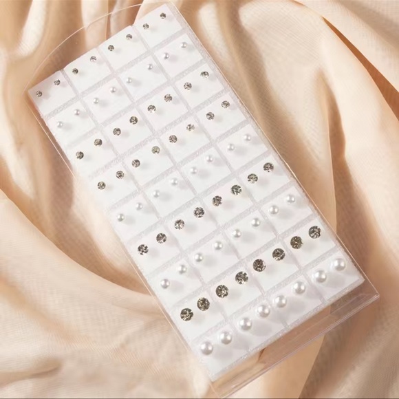 36 Pairs Faux Pearl Crystal Stud Earrings Set - Picture 2 of 5